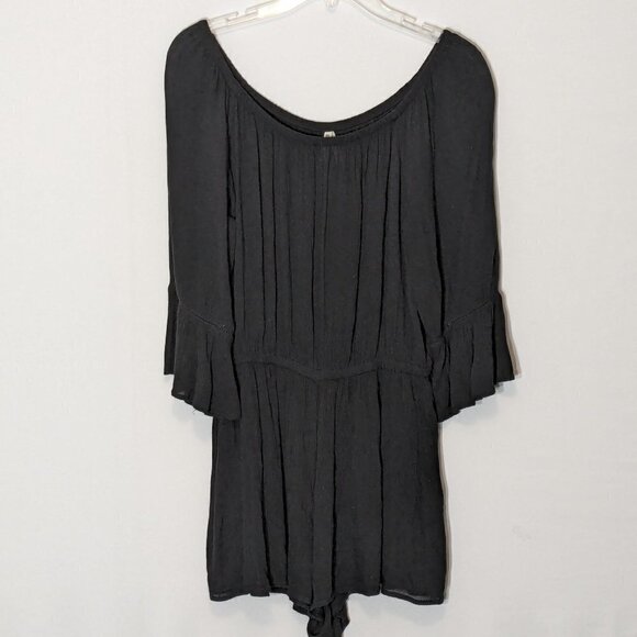 Women's "MUDD" Short Black Chiffon Pull-On Romper; 3/4 Sleeves; Size S - Picture 1 of 7